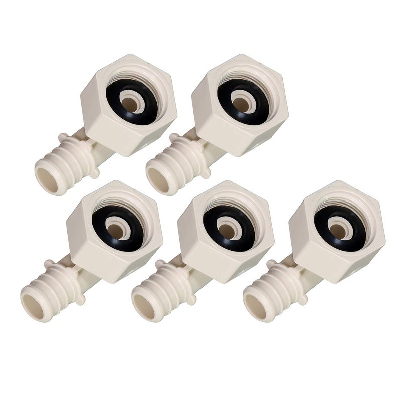 SUPPLYGIANT Supply Giant QQTM1212-5 Plastic Poly Alloy 90 Degree Swivel Elbow PEX x FPT Barb Pipe Fitting 1/2'' x 1/2'' White (5 Pack) - Image 1